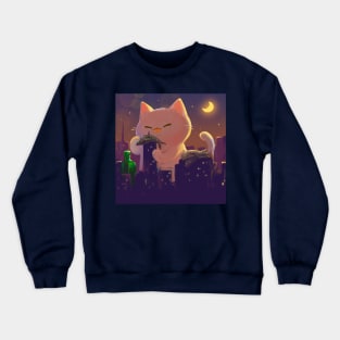 Cat Godzilla City Night Crewneck Sweatshirt